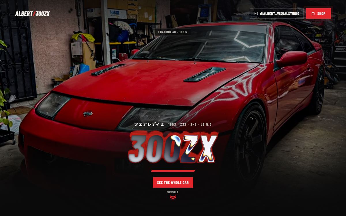 A red 1993 Nissan 300ZX in a garage under the title 300ZX